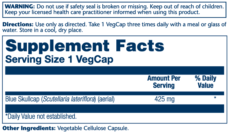 Blue Skullcap 425mg 100 Count