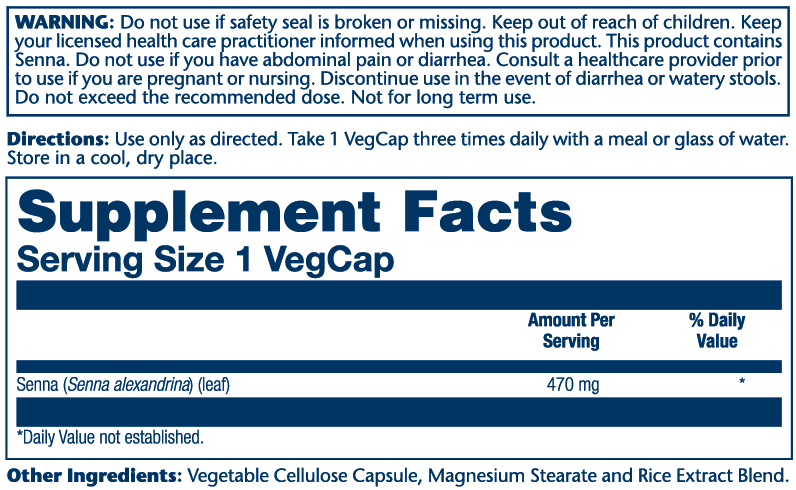 Senna Leaves 470mg 100 Count