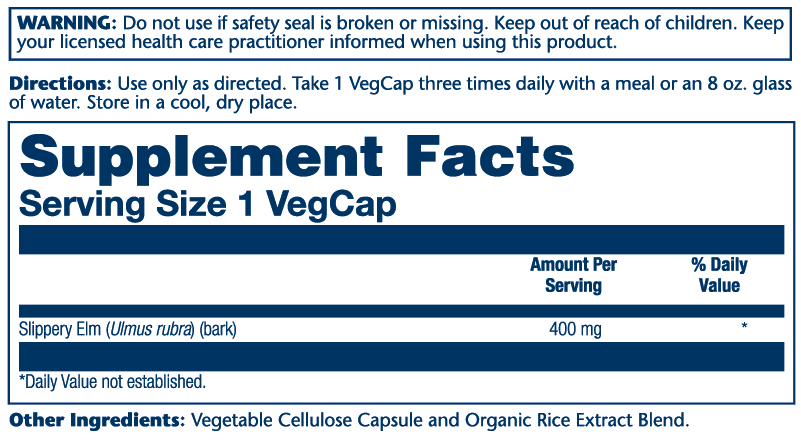 Slippery Elm Bark 400mg 100 Count