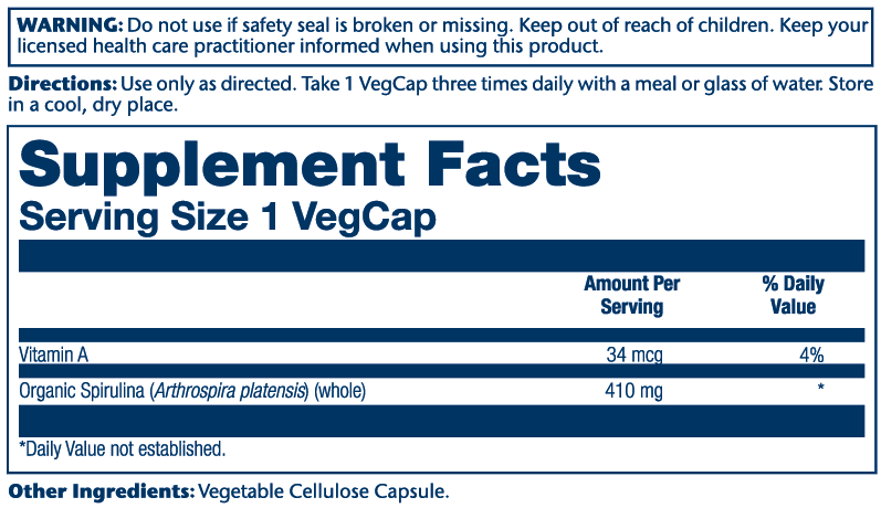 Spirulina 410mg 100 Count