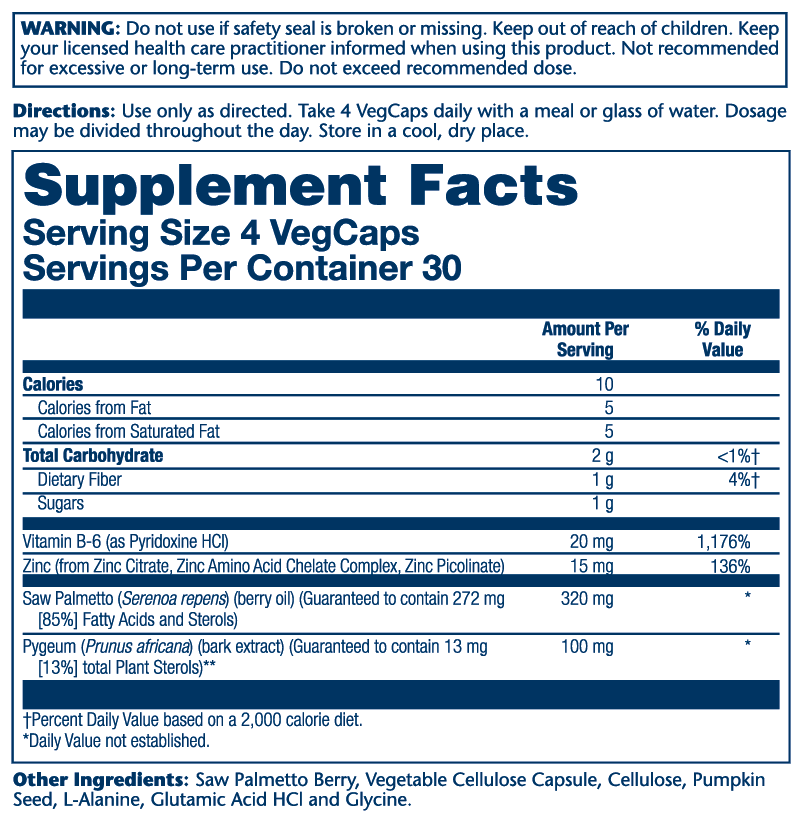 Pygeum & Saw Palmetto W/Zinc 120 Count