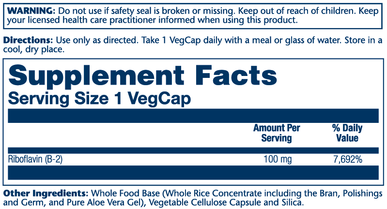 Vitamin B2 100mg 100 Count