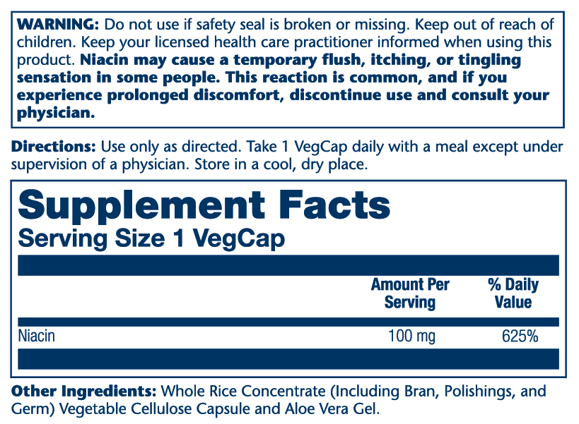 Niacin 100mg 100 Count