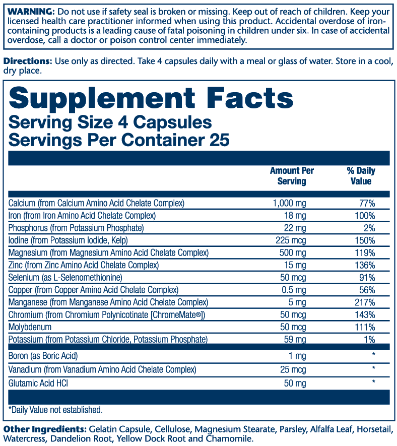 Mega Multi Mineral 100 Count