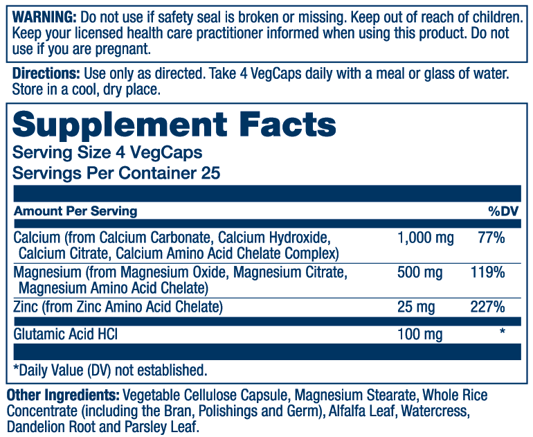 Calcium Magnesium Zinc 100 Count