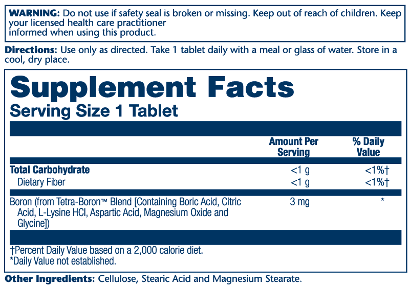 Tetra-Boron 3mg 100 Count