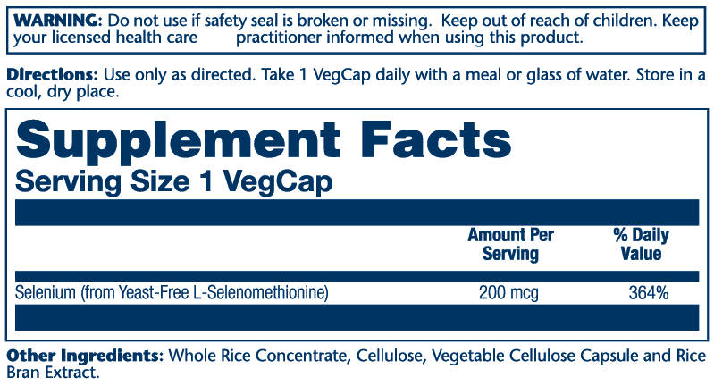 Yeast Free Selenium 200mcg 90 Count