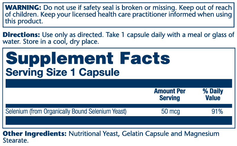 Selenium 50mcg 100 Count
