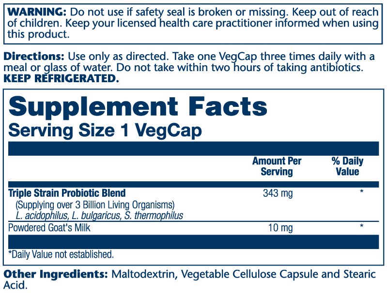 Acidophilus & Prebiotic Goats Milk 3 Strains 50 Count