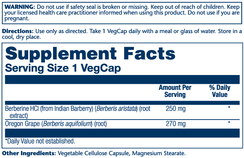 Berberine W/Oregon Grape 60 Count