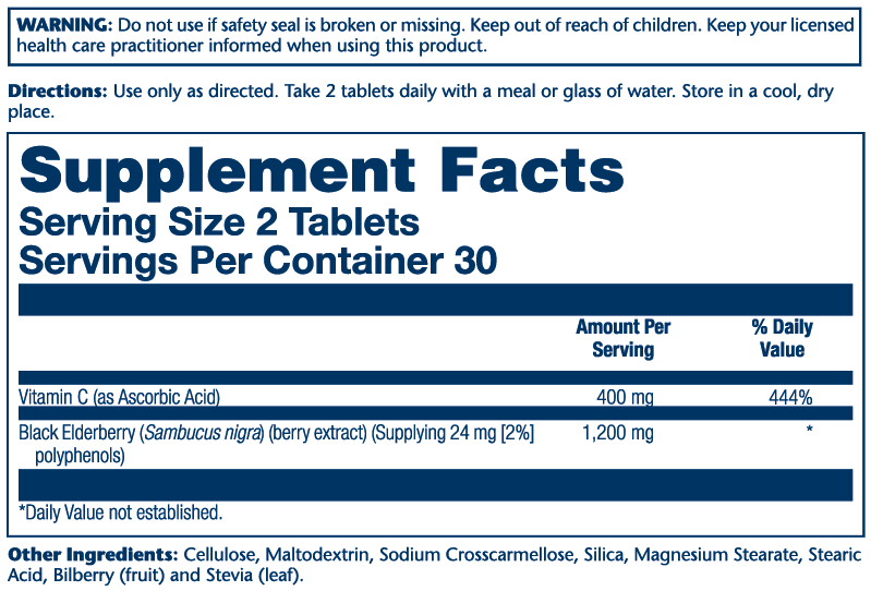 Black Elderberry W/Sambuactin & Vitamin C 60 Count