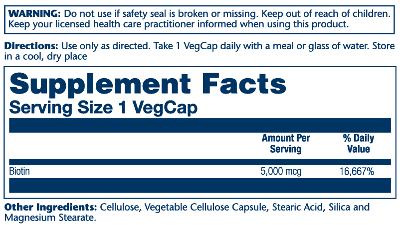 Biotin Timed Release 5000 mcg 60 Count