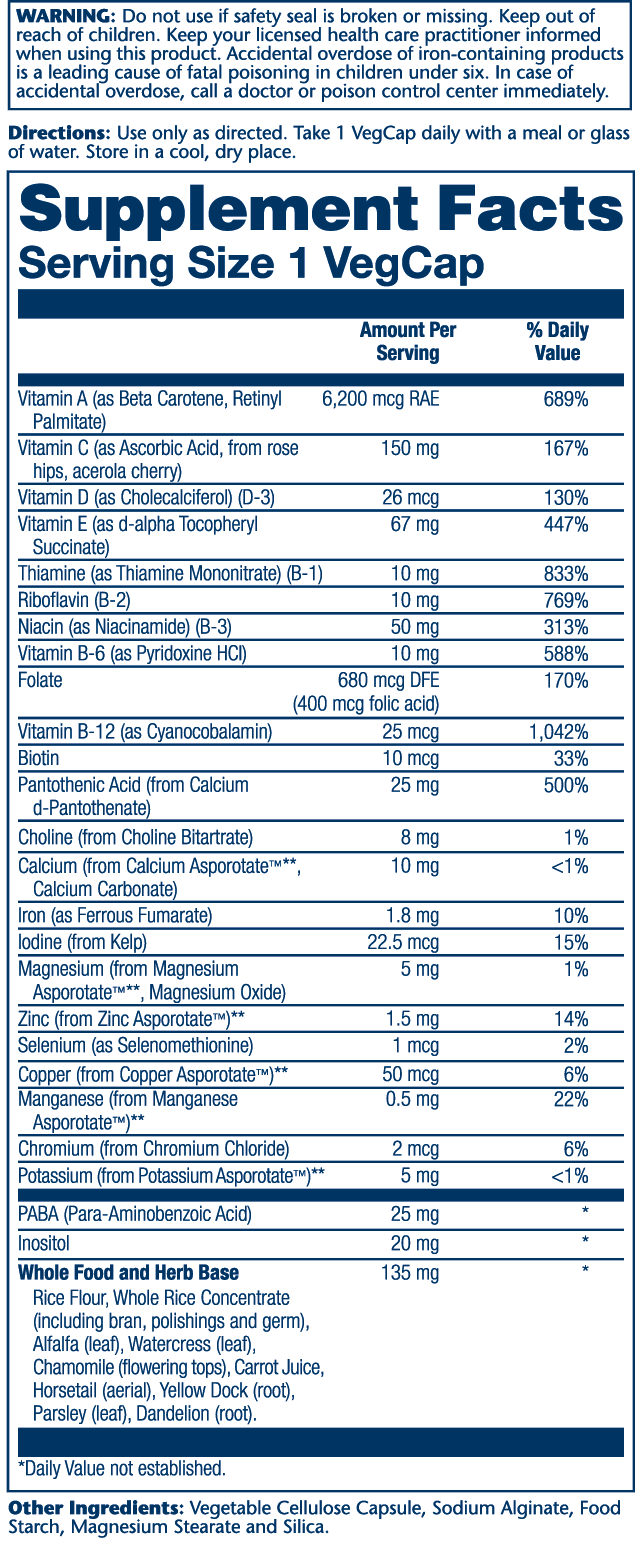 Once Daily High Energy Multi-Vitamin W/Iron 30 Count