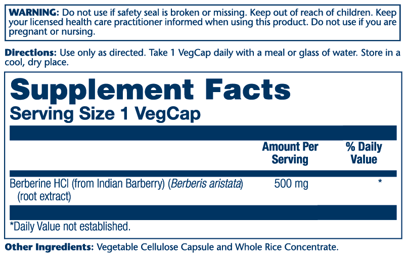 Berberine 500mg 60 Count
