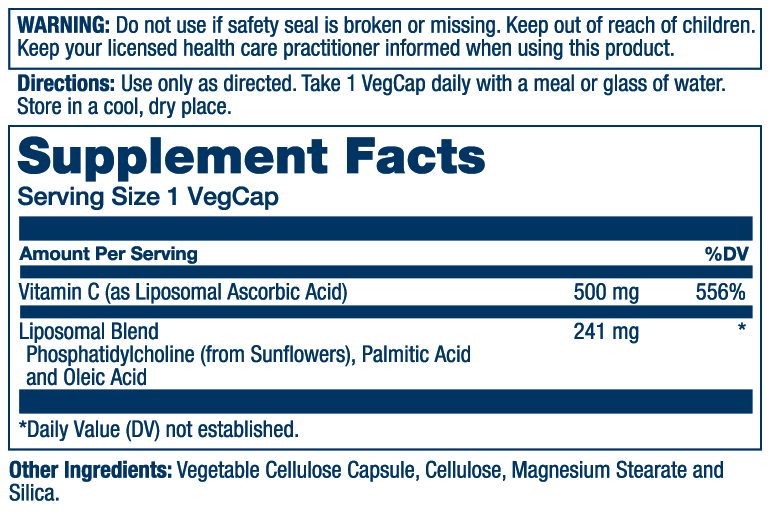 Liposomal Vitamin C 500mg 100 Count