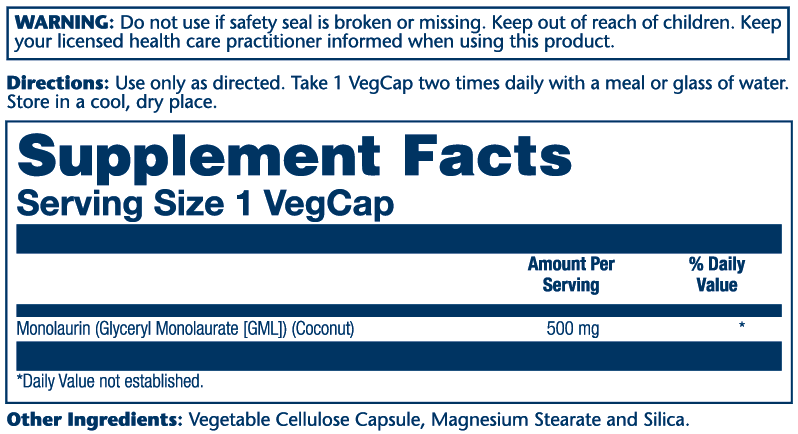 Monolaurin 500mg 60 Count