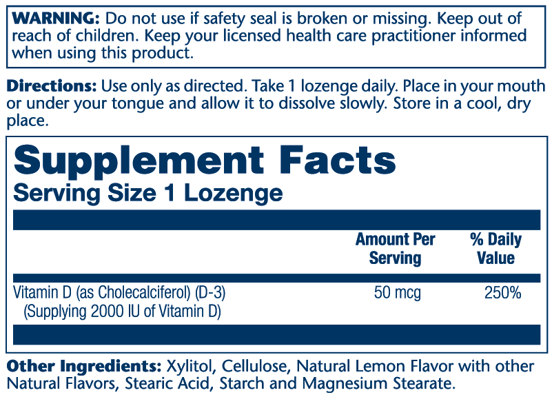 Vitamin D3 50mcg Lozenges 60 Count