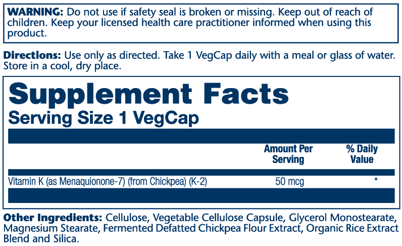Vitamin K2 Menaquinone-7 50mcg 30 Count