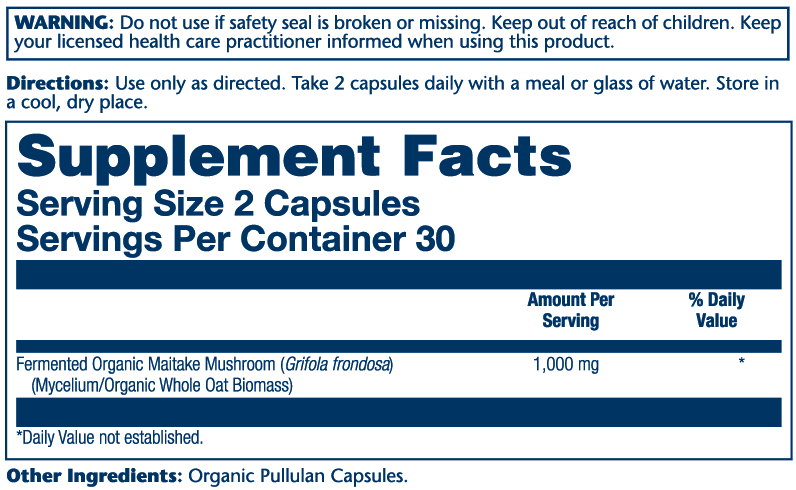 Organic Maitake Mushroom (Fermented) 500mg 60 Count