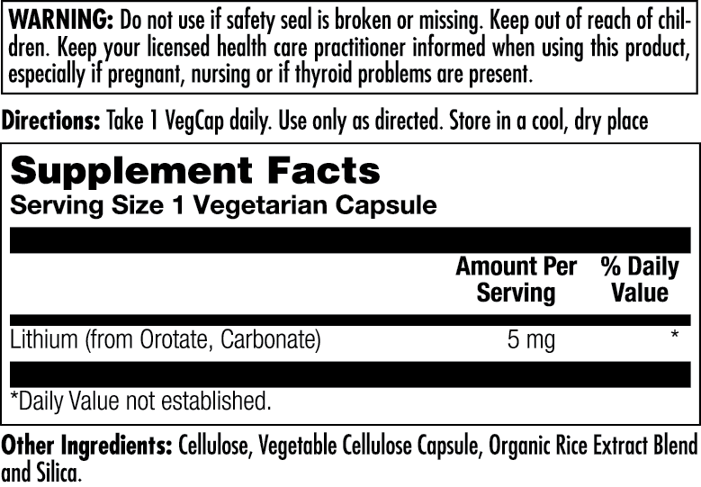 Lithium Orotate 60 Count