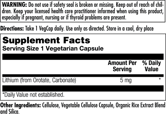 Lithium Orotate 60 Count