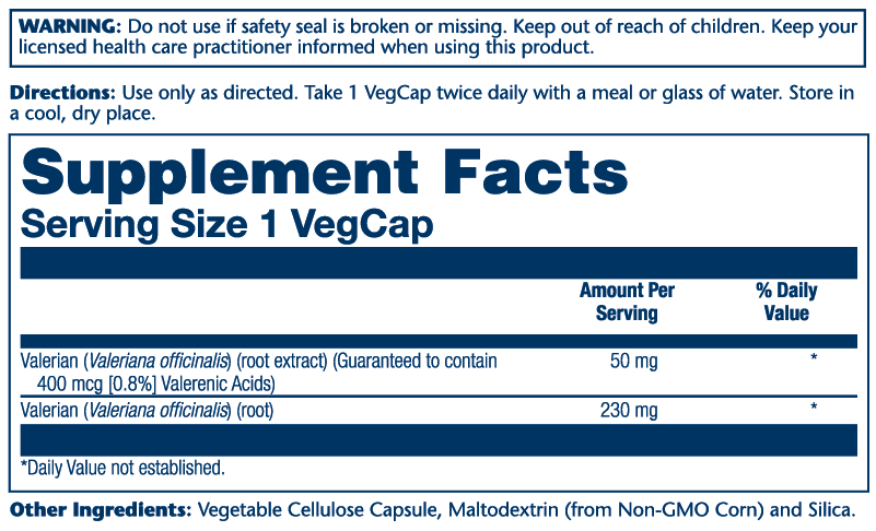 Valerian Root Extract 50mg 60 Count