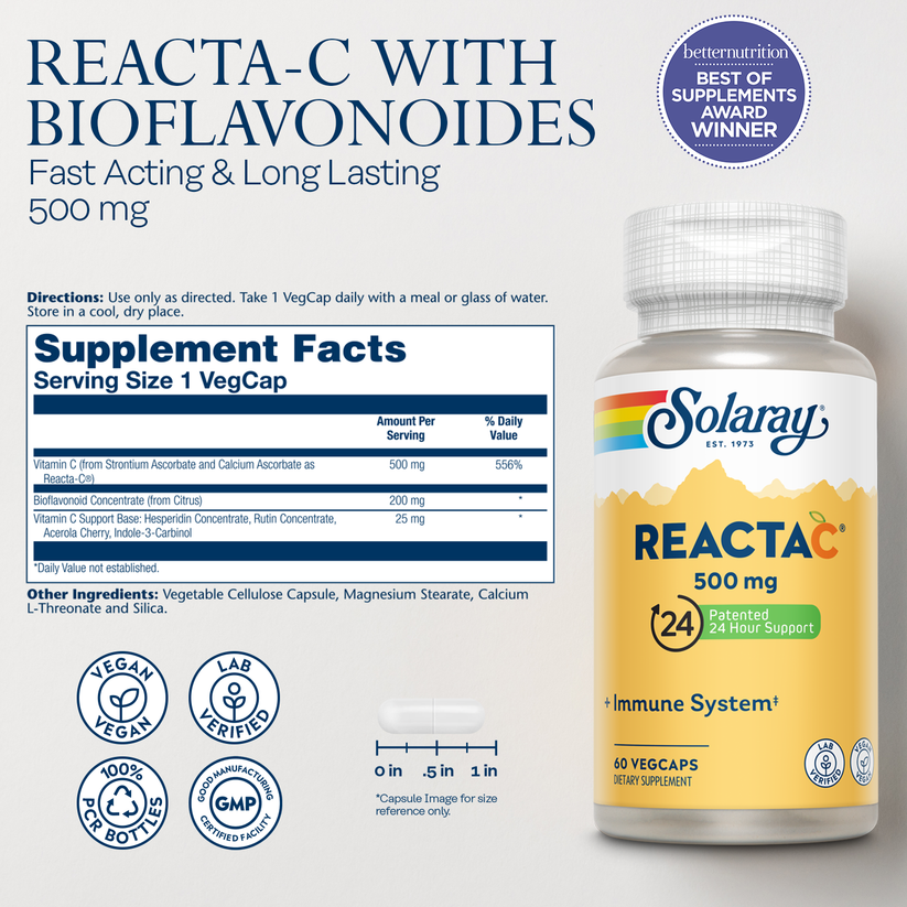 Reacta C 500mg W/Bioflavonoids 60 Count